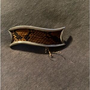 Colette Malouf Metal & real Snake skin hair clip